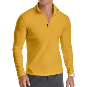 imageYTD Mens LongShort Sleeve Polo Shirts QuarterZip Casual Slim Fit Mock Neck Basic Designed Cotton ShirtsYellow