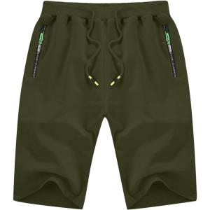 imageYTD Mens Shorts Casual Classic Fit Drawstring Summer Beach Shorts with Elastic Waist and PocketsArmy Green