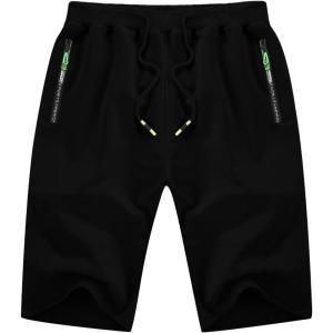 imageYTD Mens Shorts Casual Classic Fit Drawstring Summer Beach Shorts with Elastic Waist and PocketsBlack