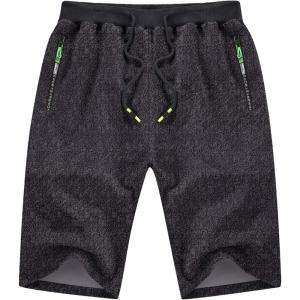 imageYTD Mens Shorts Casual Classic Fit Drawstring Summer Beach Shorts with Elastic Waist and PocketsDark Gray