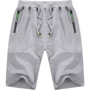 imageYTD Mens Shorts Casual Classic Fit Drawstring Summer Beach Shorts with Elastic Waist and PocketsLight Gray