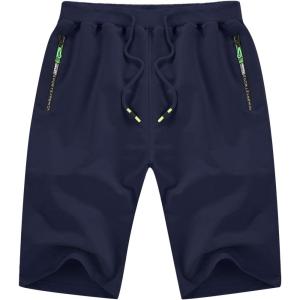 imageYTD Mens Shorts Casual Classic Fit Drawstring Summer Beach Shorts with Elastic Waist and PocketsNavy