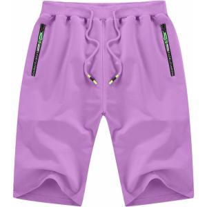 imageYTD Mens Shorts Casual Classic Fit Drawstring Summer Beach Shorts with Elastic Waist and PocketsPurple