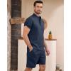 imageYTD Mens 2 Pieces Set Short Sleeve Henley Shirts and Shorts Texture Summer Beach Vacation Outfits01 Navy