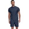 imageYTD Mens 2 Pieces Set Short Sleeve Henley Shirts and Shorts Texture Summer Beach Vacation Outfits01 Navy