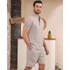 imageYTD Mens 2 Pieces Set Short Sleeve Henley Shirts and Shorts Texture Summer Beach Vacation OutfitsApricot