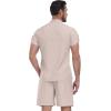 imageYTD Mens 2 Pieces Set Short Sleeve Henley Shirts and Shorts Texture Summer Beach Vacation OutfitsApricot
