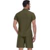 imageYTD Mens 2 Pieces Set Short Sleeve Henley Shirts and Shorts Texture Summer Beach Vacation OutfitsArmy Green