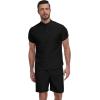 imageYTD Mens 2 Pieces Set Short Sleeve Henley Shirts and Shorts Texture Summer Beach Vacation OutfitsBlack