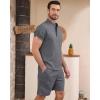 imageYTD Mens 2 Pieces Set Short Sleeve Henley Shirts and Shorts Texture Summer Beach Vacation OutfitsDark Gray