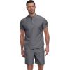 imageYTD Mens 2 Pieces Set Short Sleeve Henley Shirts and Shorts Texture Summer Beach Vacation OutfitsDark Gray