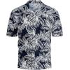 imageYTD Mens Hawaiian Shirt Short Sleeve Printed Button Down Summer Beach Dress ShirtsNavy