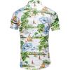imageYTD Mens Hawaiian Shirt Short Sleeve Printed Button Down Summer Beach Dress ShirtsWhite