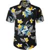 imageYTD Mens Hawaiian Shirt Short Sleeve Printed Button Down Summer Beach Dress ShirtsBlack
