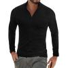 imageYTD Mens LongShort Sleeve Polo Shirts QuarterZip Casual Slim Fit Mock Neck Basic Designed Cotton ShirtsBlack