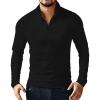 imageYTD Mens LongShort Sleeve Polo Shirts QuarterZip Casual Slim Fit Mock Neck Basic Designed Cotton ShirtsBlack