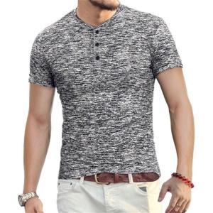 imageYTD Mens Fashion Casual Slim Fit Basic Henley ShortLong Sleeve Lightweight Summer TShirt02 Black
