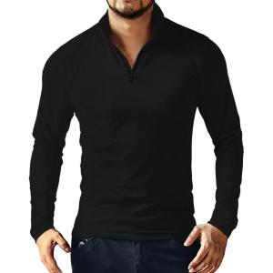 imageYTD Mens LongShort Sleeve Polo Shirts QuarterZip Casual Slim Fit Mock Neck Basic Designed Cotton ShirtsBlack