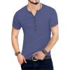 imageYTD Mens Casual Slim Fit Basic Henley Long Sleeve Fashion TShirtDenim Blue