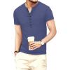 imageYTD Mens Casual Slim Fit Basic Henley Long Sleeve Fashion TShirtDenim Blue