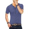 imageYTD Mens Casual Slim Fit Basic Henley Long Sleeve Fashion TShirtDenim Blue