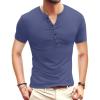 imageYTD Mens Casual Slim Fit Basic Henley Long Sleeve Fashion TShirtDenim Blue
