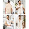 imageYTD Mens Vintage Bowling Shirt Short Sleeve Button Down Summer Cuba Beach ShirtsKhaki White