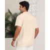imageYTD Mens Vintage Bowling Shirt Short Sleeve Button Down Summer Cuba Beach ShirtsKhaki White