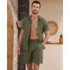 image:imageYTD Mens 2 Pieces Shirt Sets Short Sleeve Casual Button Down Hippie TShirts Shorts Sets Summer Fashion Beach Outfits01 Army Green