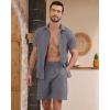 image:imageYTD Mens 2 Pieces Shirt Sets Short Sleeve Casual Button Down Hippie TShirts Shorts Sets Summer Fashion Beach OutfitsDark Gray