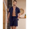 image:imageYTD Mens 2 Pieces Shirt Sets Short Sleeve Casual Button Down Hippie TShirts Shorts Sets Summer Fashion Beach OutfitsNavy