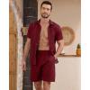 image:imageYTD Mens 2 Pieces Shirt Sets Short Sleeve Casual Button Down Hippie TShirts Shorts Sets Summer Fashion Beach OutfitsWine Red
