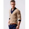 image:imageYTD Mens Cotton Casual VNeck Button Slim Muscle Tops Tee Short Sleeve TShirtsLong Sleeve Camel