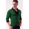 image:imageYTD Mens Cotton Casual VNeck Button Slim Muscle Tops Tee Short Sleeve TShirtsLong Sleeve Dark Green