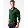 image:imageYTD Mens Cotton Casual VNeck Button Slim Muscle Tops Tee Short Sleeve TShirtsLong Sleeve Dark Green