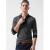 image:imageYTD Mens Cotton Casual VNeck Button Slim Muscle Tops Tee Short Sleeve TShirtsLong Sleeve Dark Grey