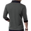 image:imageYTD Mens Cotton Casual VNeck Button Slim Muscle Tops Tee Short Sleeve TShirtsLong Sleeve Dark Grey