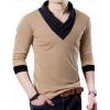image:imageYTD Mens Cotton Casual VNeck Button Slim Muscle Tops Tee Short Sleeve TShirtsLong Sleeve Camel