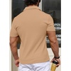 image:imageYTD Mens Muscle V Neck Polo Shirts Slim Fit Solid Short Sleeve Golf TShirts Ribbed Knit Soft TeesApricot