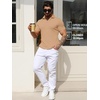image:imageYTD Mens Muscle V Neck Polo Shirts Slim Fit Solid Short Sleeve Golf TShirts Ribbed Knit Soft TeesApricot