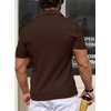 image:imageYTD Mens Muscle V Neck Polo Shirts Slim Fit Solid Short Sleeve Golf TShirts Ribbed Knit Soft TeesBrown