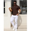 image:imageYTD Mens Muscle V Neck Polo Shirts Slim Fit Solid Short Sleeve Golf TShirts Ribbed Knit Soft TeesBrown