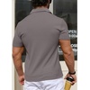 image:imageYTD Mens Muscle V Neck Polo Shirts Slim Fit Solid Short Sleeve Golf TShirts Ribbed Knit Soft TeesGray