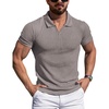 image:imageYTD Mens Muscle V Neck Polo Shirts Slim Fit Solid Short Sleeve Golf TShirts Ribbed Knit Soft TeesGray